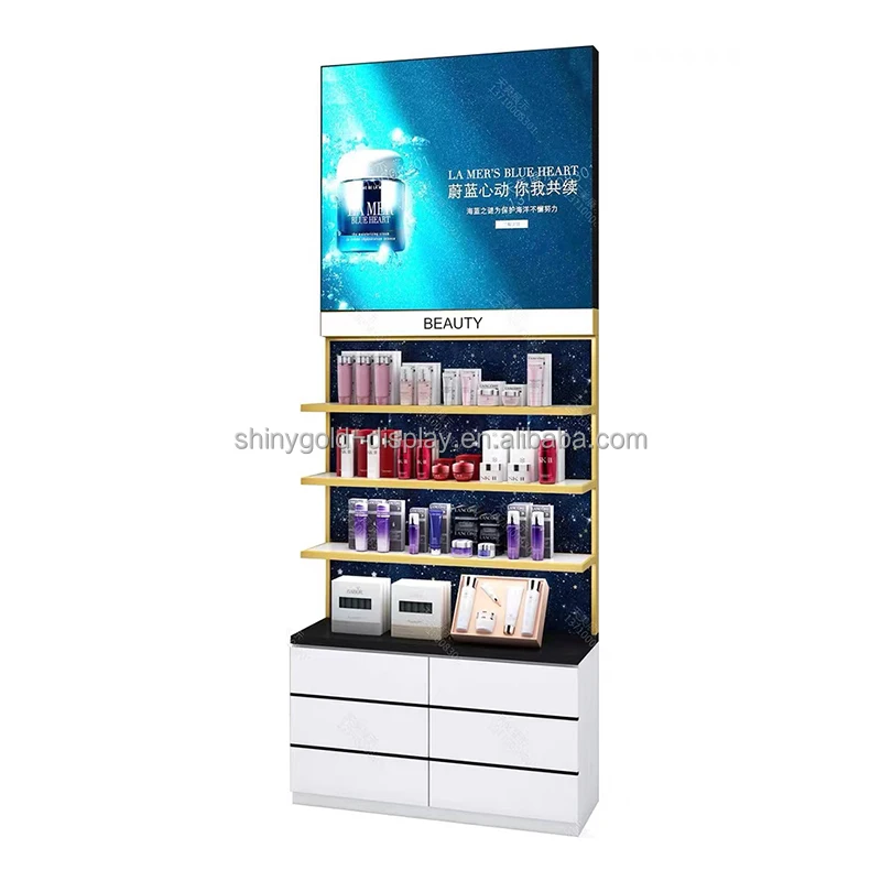 Customized Cosmetic Display Cabinet Cosmetics Storage Rack Cosmetics Store Display Cases Perfume Display Acrylic Stand