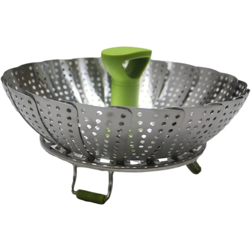 
Dropshipping Stainless steel metal tripod non-slip folding lotus tray steamed vegetables steamed dumplings kitchen supplies 
