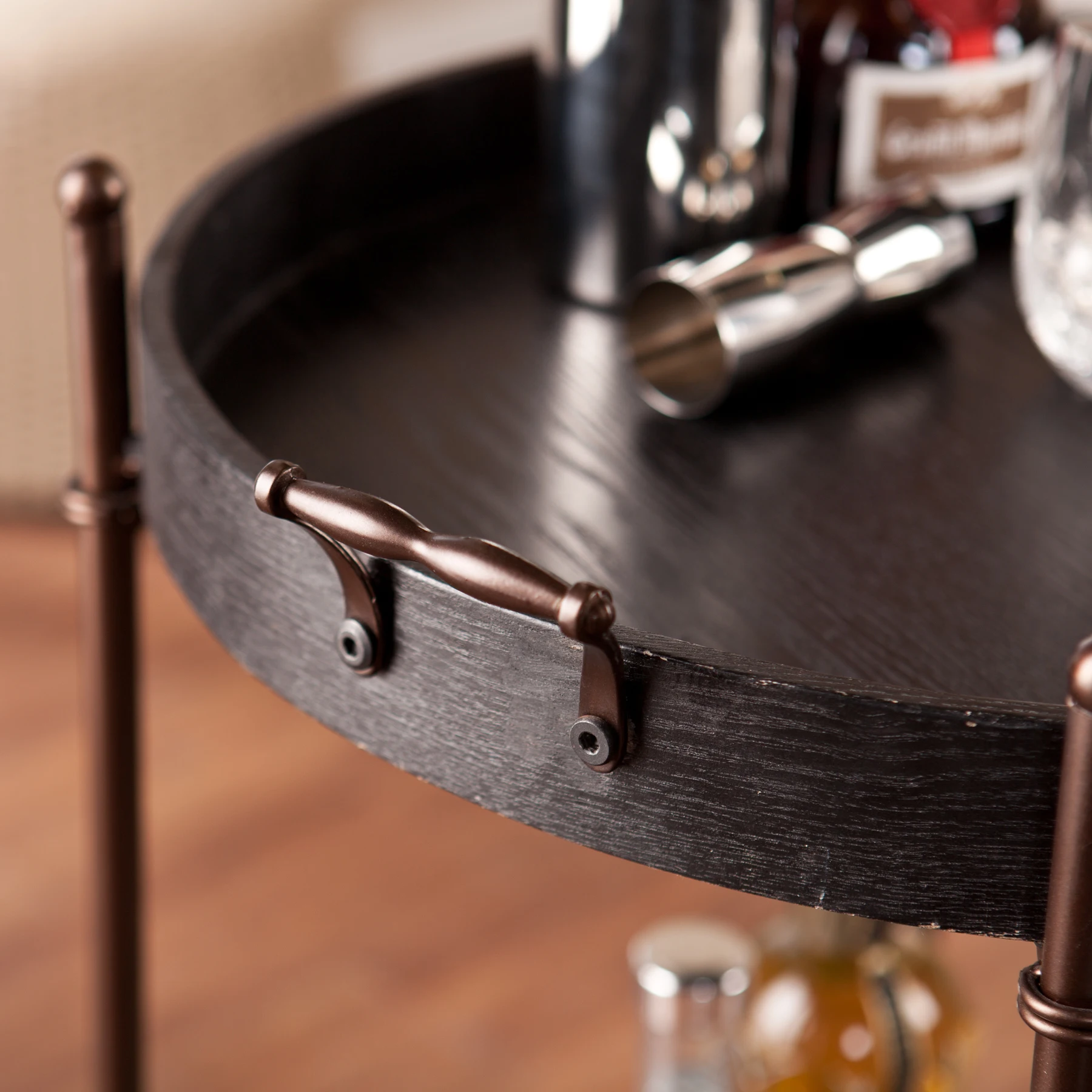 
Small Industrial Two-tier Round Butler Table 
