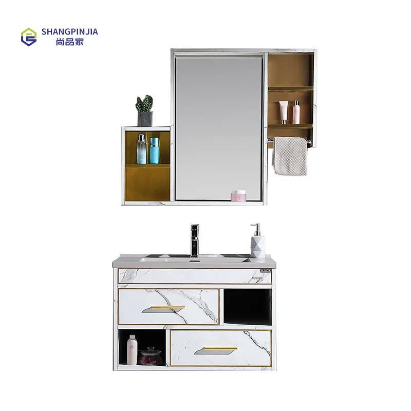 shangpinjia stone single basin bathroom mirror cabinet combination with bathroom vanities