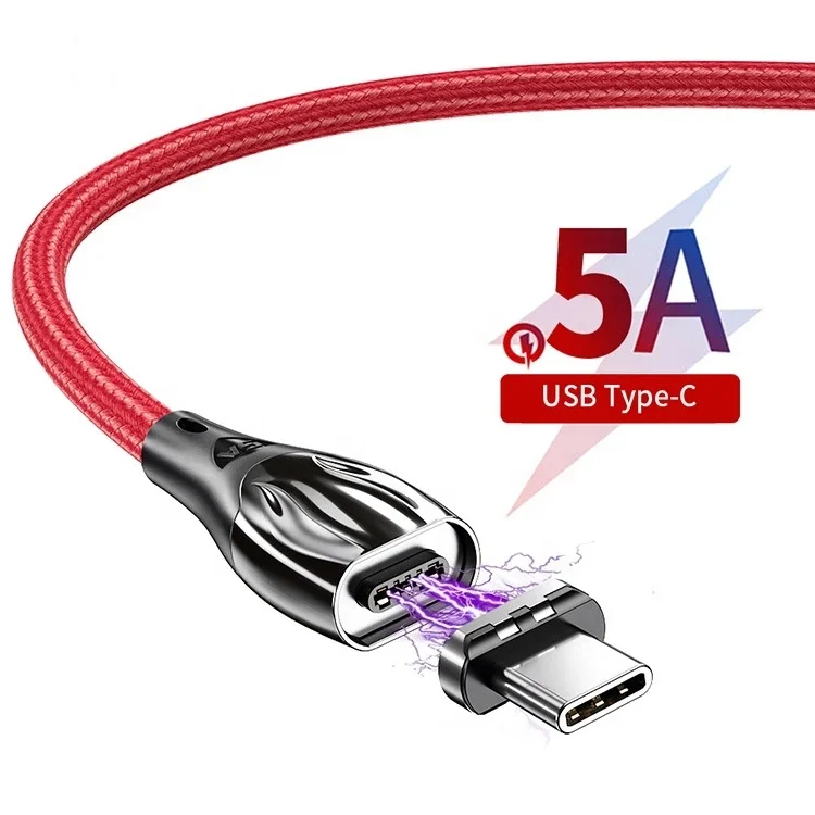 high quality LED indicator 5A fast charger magnetic cable USB C micro IOS Nylon braided data cable for Iphone samsung