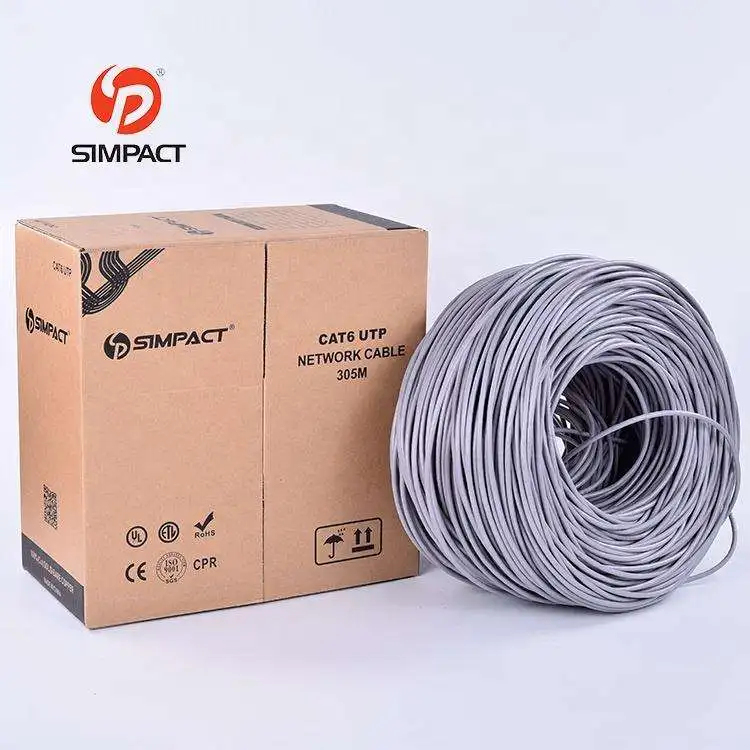 Simpact Custom High Quality Pvc/Pe/Lszh/Cmp/Cmr Jacket Cable Ethernet Cat 6 305M Outdoor Cable Network