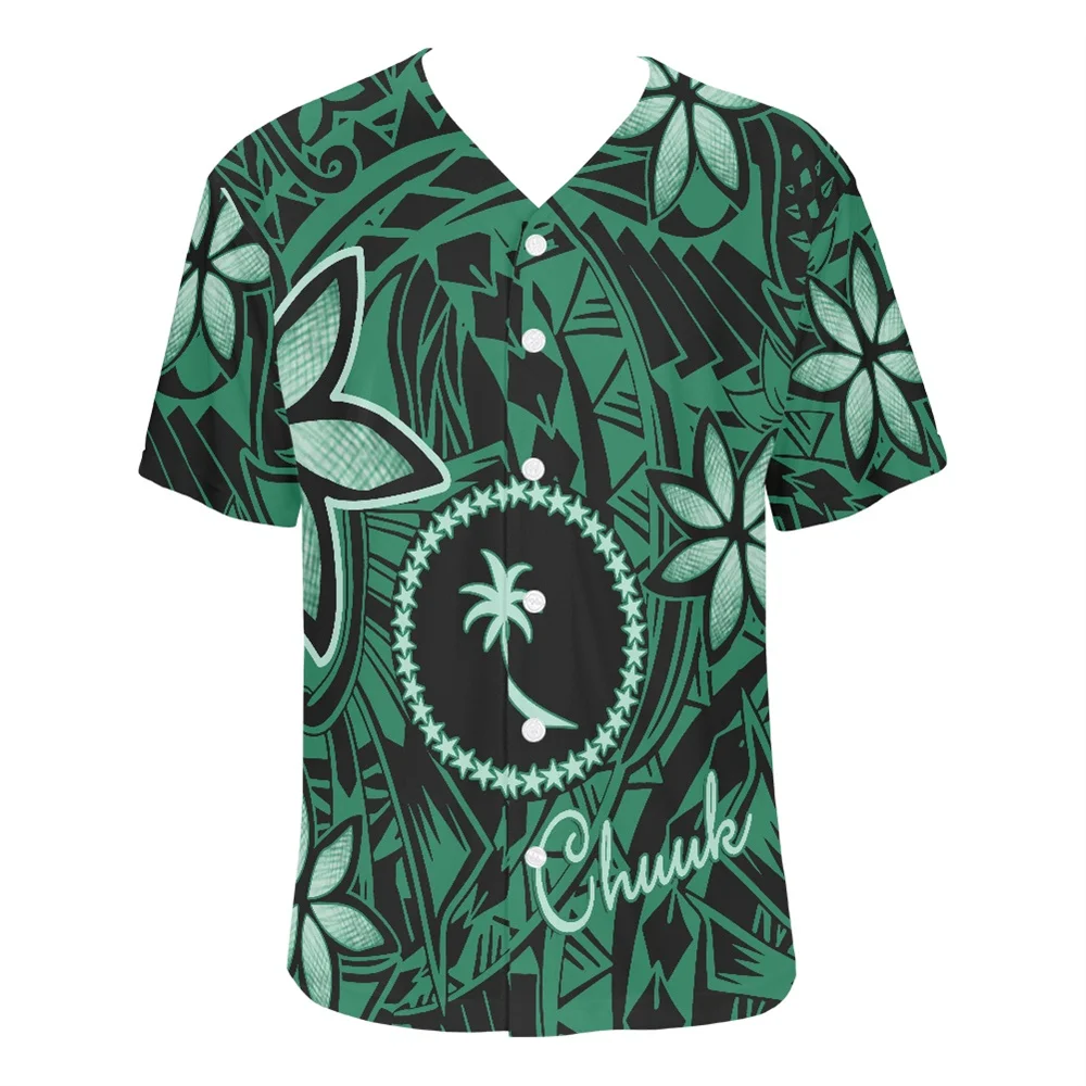 Custom Pacific Island Chuuk Design Pattern Baseball Uniform Print on Demand Button Closure Baseball Jersey School Uniform