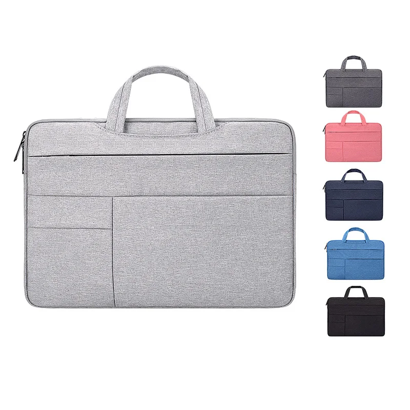 Simple Fashion Computer Bag Multilayer Zipper Pocket Sleeve Bag Hidden Handles Laptop Briefcase Case Tote Bag For Men and Women