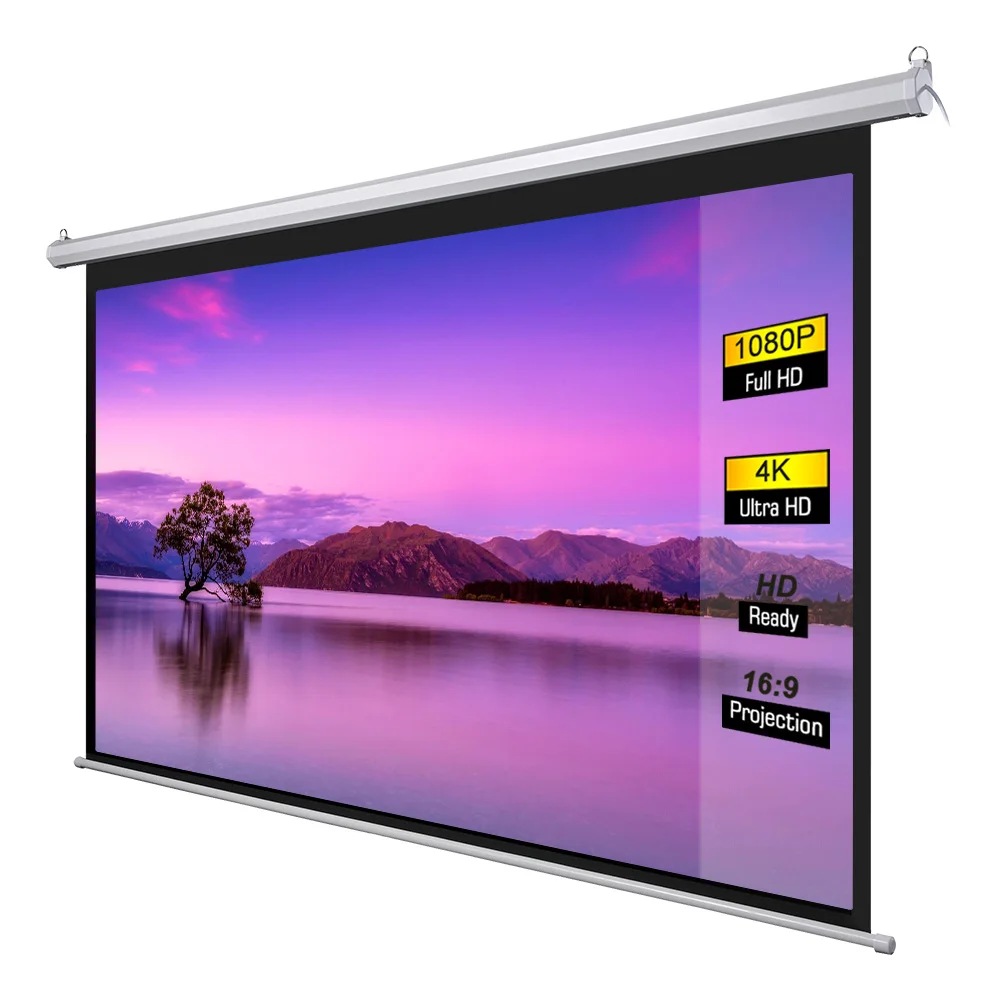 100' High Quality Electric projector screen / Wall & Ceiling Mounted Motorized projection screen for home cinema