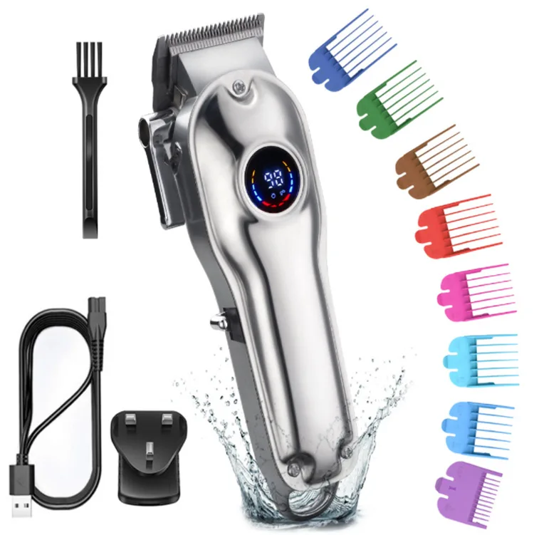 Barber Professional Hair Clippers Electric Cordless LCD Hair Trimmer Gold Silver Hair Cutting Machine