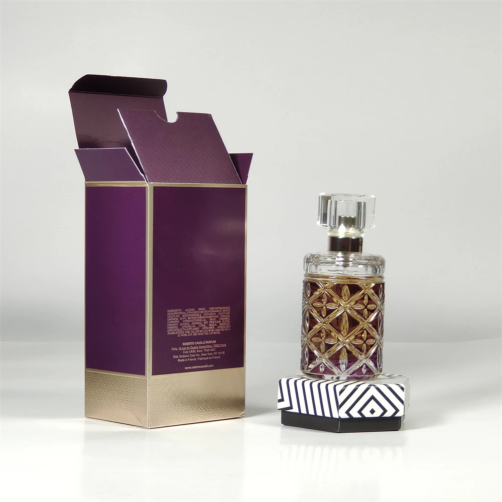 Luxury Black Cardboard Cosmetics Packaging Box Custom Logo Printing Foldable Cardboard Perfume Bottle Gift Box