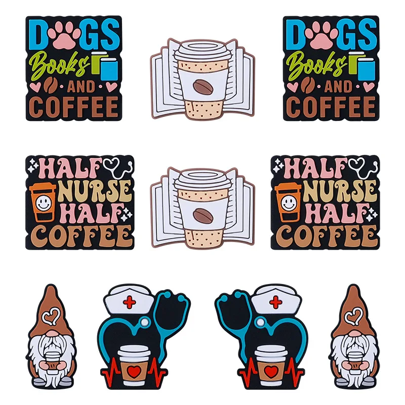 Silicone Beads Book Shaped Nurse Fuel Coffee Gnome Cups Dogs And Coffee Mug Book Silicone Focal Bead
