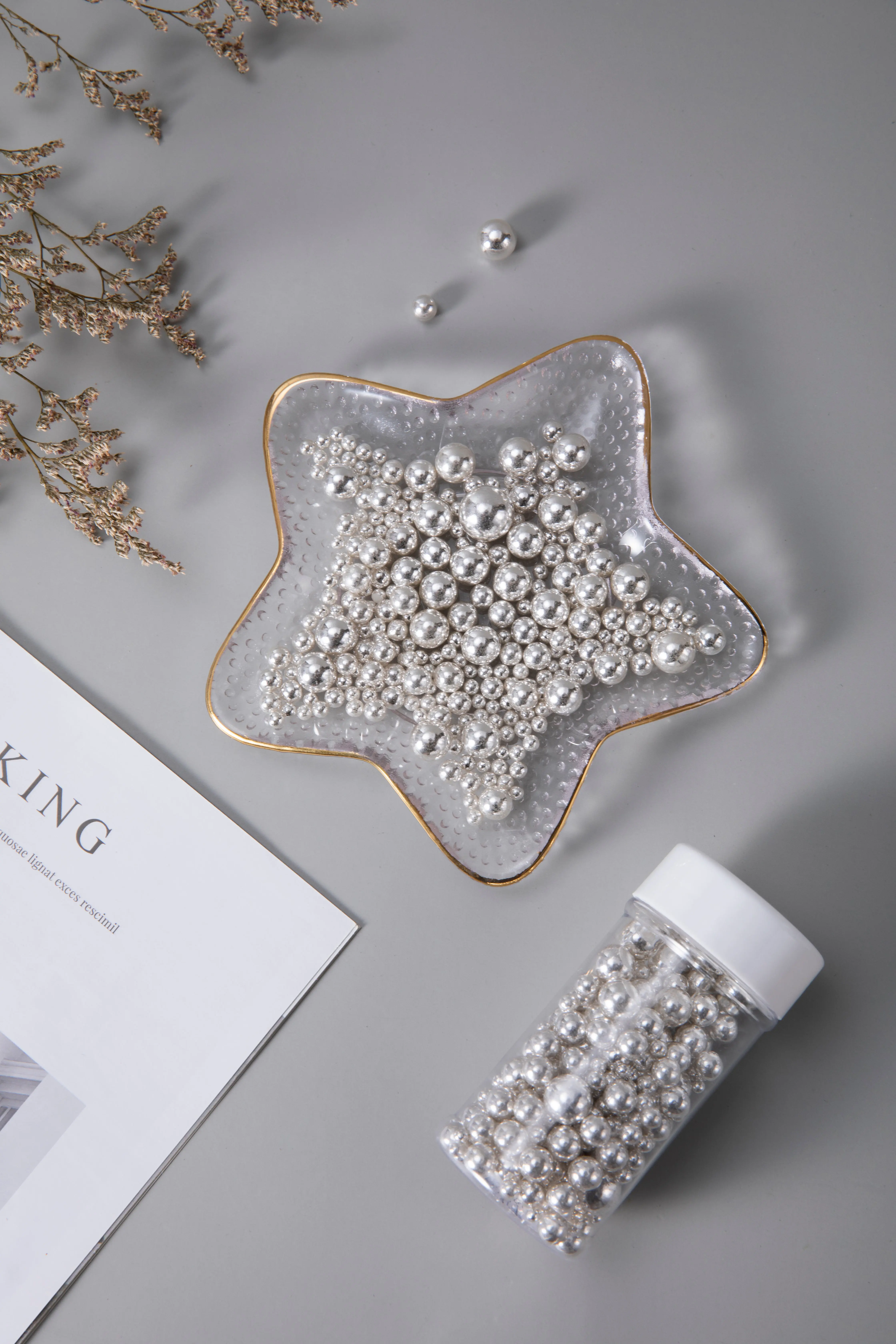 Wholesale Party Baking Supplies 85g Silver Mixed Sized Cake Decoration Baking Tools Sprinkles Sugar Pearl