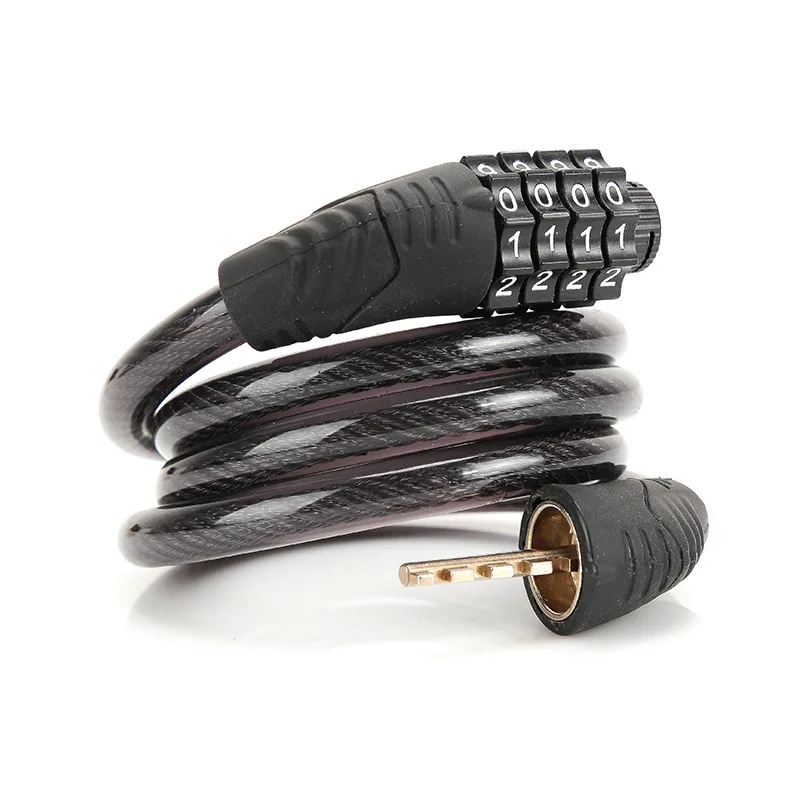 Four digit password lock for mountain bikes cheap bicycle lock steel wire chain lock cycling equipment accessories