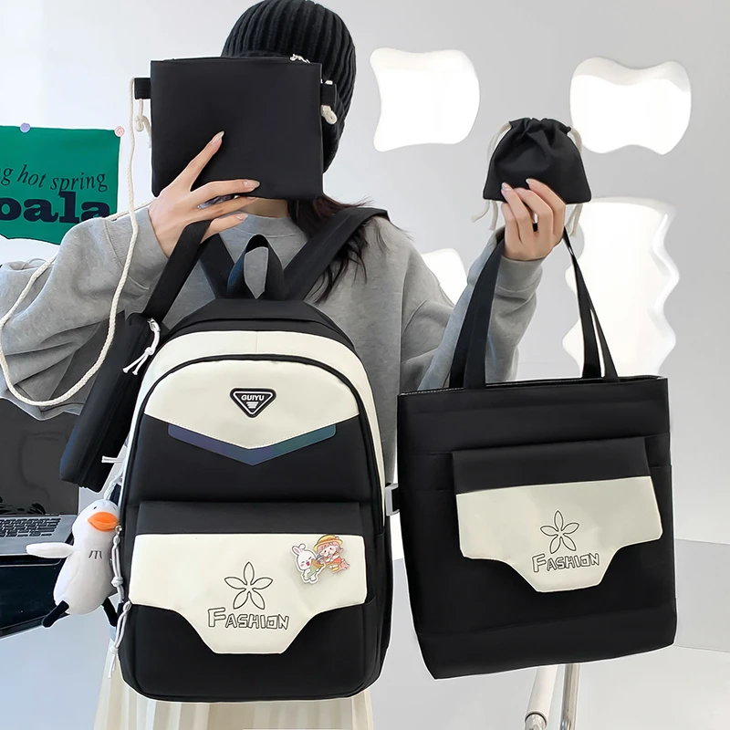 2023 fashion design GUIYU school bag backpack 5pcs in 1 set knapsack handbag rucksack for girl and boy with mesh pocket