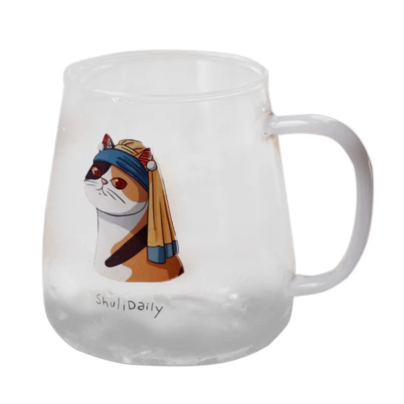 Factory wholesale custom logo 3D cute cartoon little bee transparent glass mug with lid spoon gift coffee cup for the office