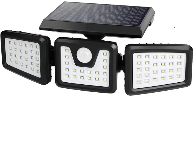 Solar Outdoor Waterproof Wall Garden Triple Adjustable Heads 70 LED Motion Sensor Light