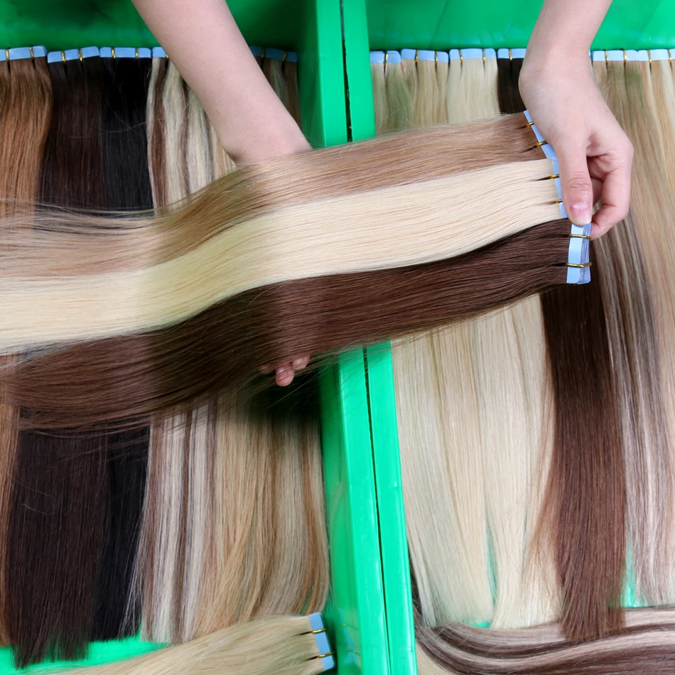 Cheap Tape In Hair Extensions 100Human Hair Vietnamese Raw Unprocessed Double Drawn Invisible Tape In Human Hair Extension