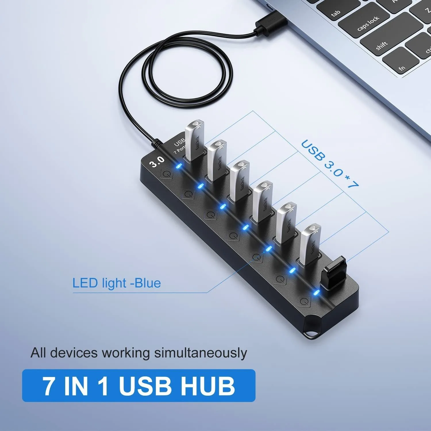 Wholesale Multiple Ports USB3.0 5Gbps High Speed 7 In 1 Splitter USB Hub Adapter For Laptop