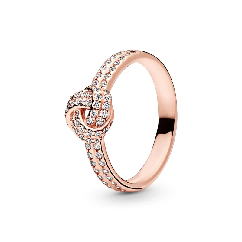 925 Sterling Silver Alternating Sparkling Band ME Pyramids Bowknot Timeless Pave Double-row Rose Gold Rings Original Pan Jewelry