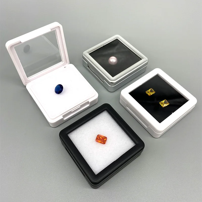 Wholesale diamond gemstone display box flip glass cover transparent dustproof jewelry storage box square acrylic jewelry box