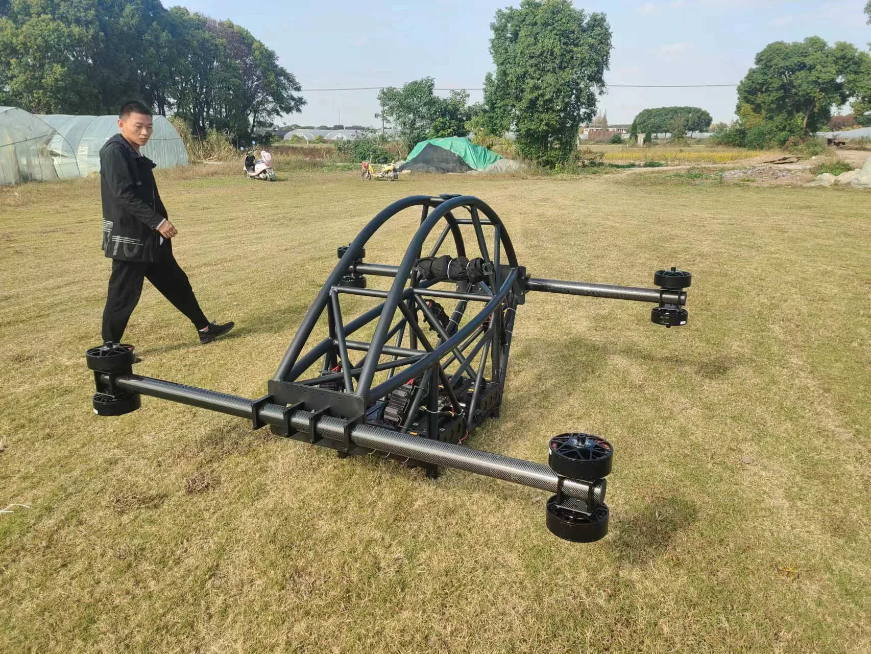 Large 75-100kg payload  heavy lifting drone  Coaxial Arm Set   Race Car-inspired Spaceframe Safety Cell Design
