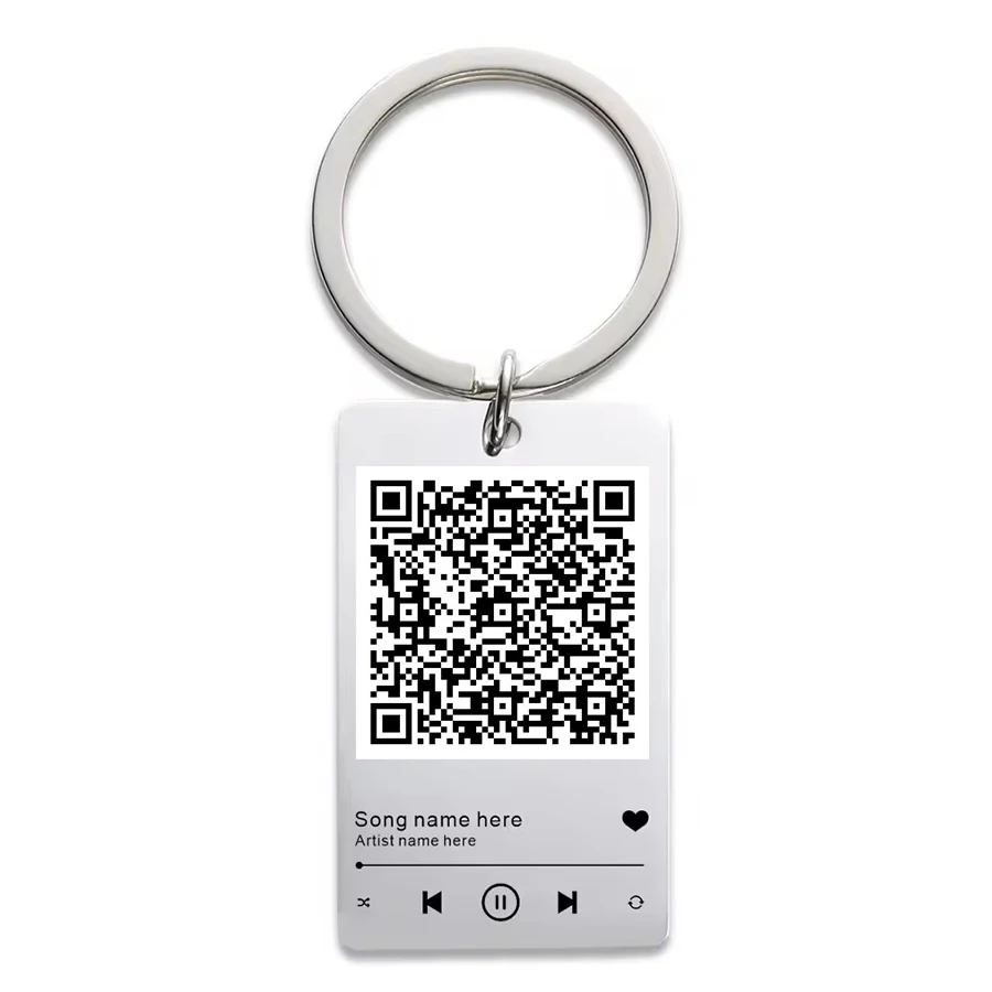 Custom QR Code Keychain Favourite Song QR Scan titanium steel Keyring Spotify Music Keychain with logo custom