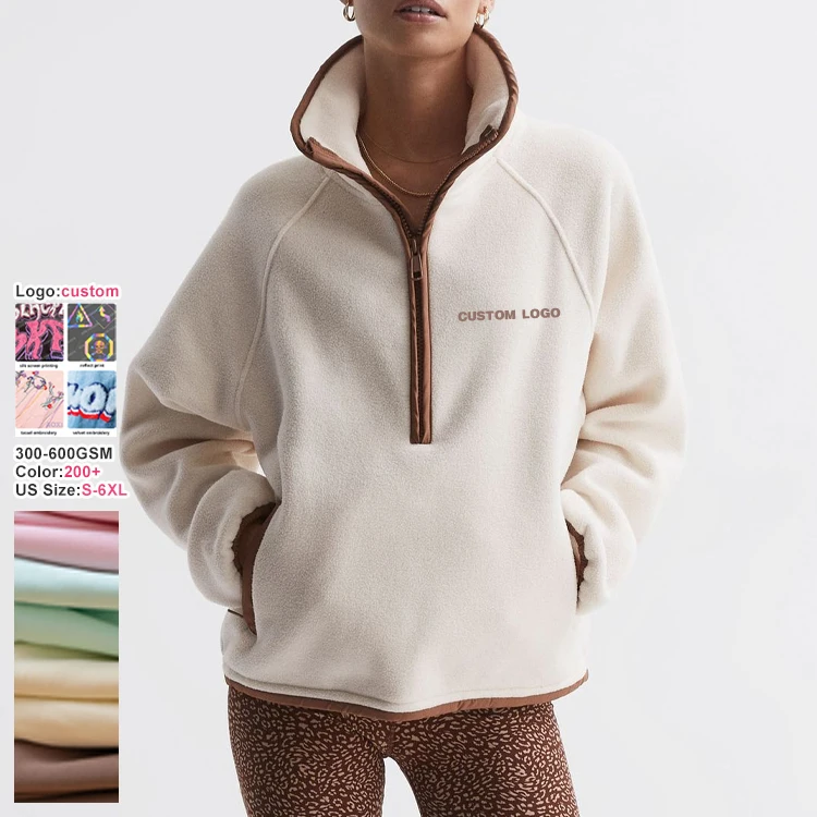 High Quality New Winter Sweatshirt Quarter Zip Women Sweat Shirt Warm Polar Fleece Sweater Casual Half Zip Workout Sweater