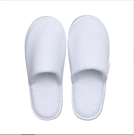 OEM custom logo personalized wholesale luxury cheap white washable hotel room spa guests disposable cotton wool slippers