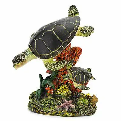 Resin fish and turtles design fish tank decoration, unique swimming sea turtle aquarium decor ornaments