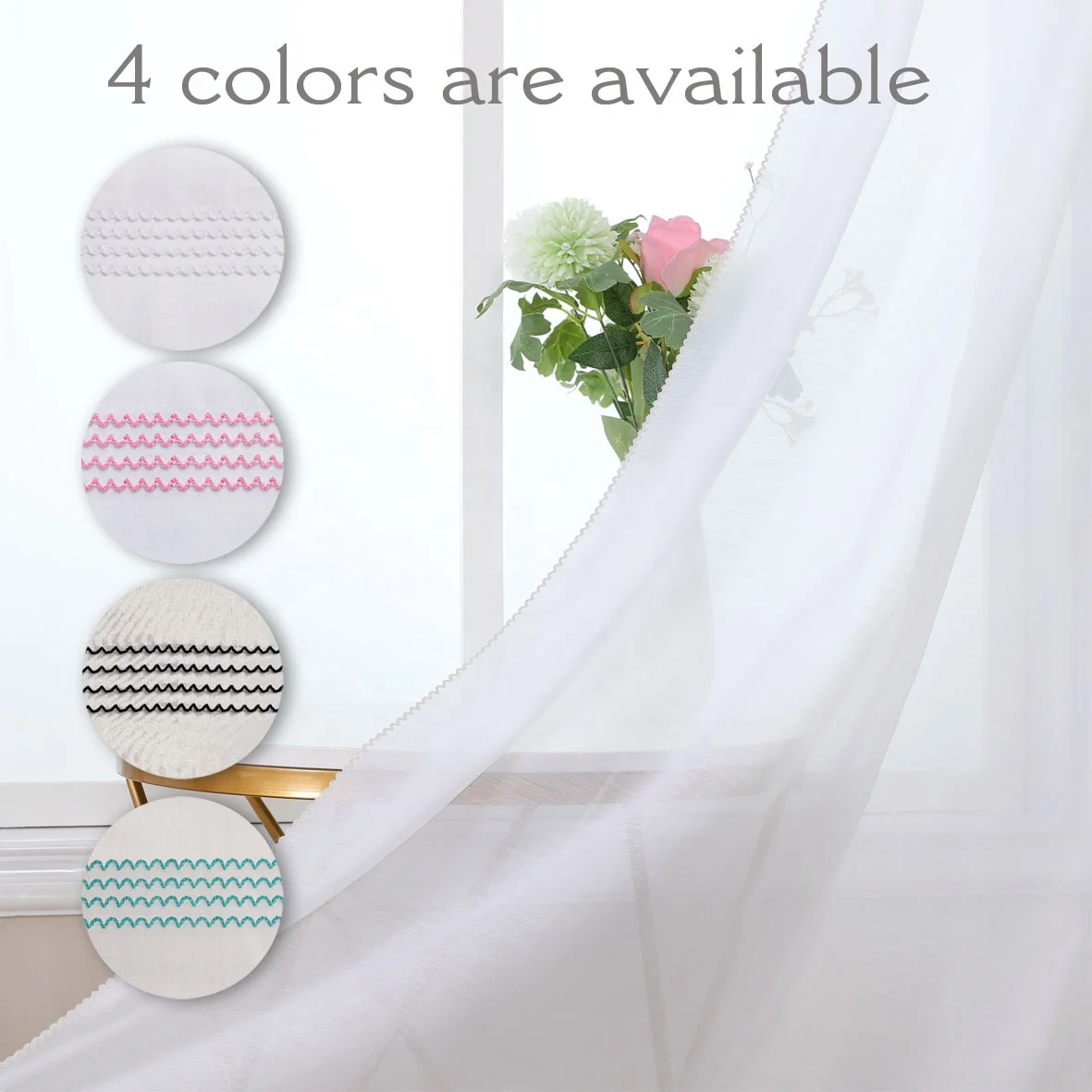 Hot Selling High Quality Wholesale House OWENIE 84 inches Long White Sheer Window Curtains Pink Lace Trim