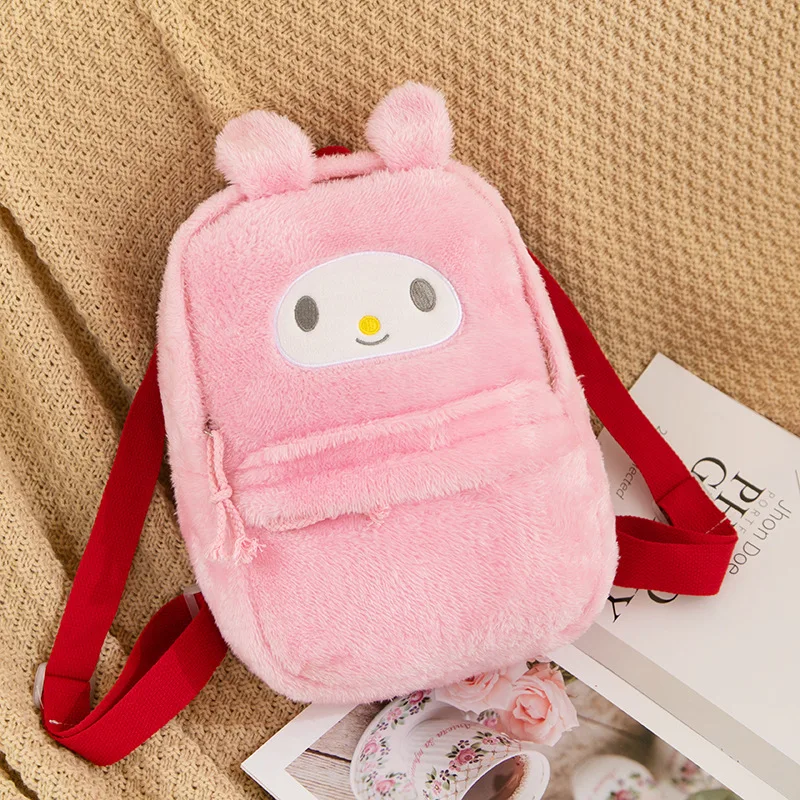 Korean version of ins cute furry large capacity backpack 2024 new cartoon street candy colored plush backpack