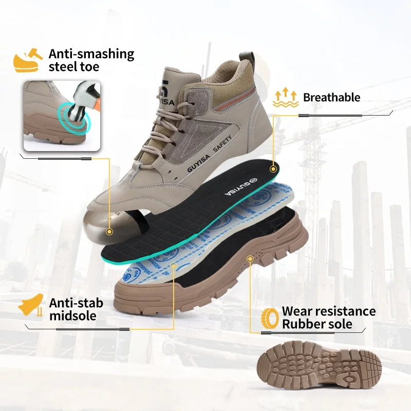 GUYISA Outdoor safety boots European standard steel toe fashion safety boots