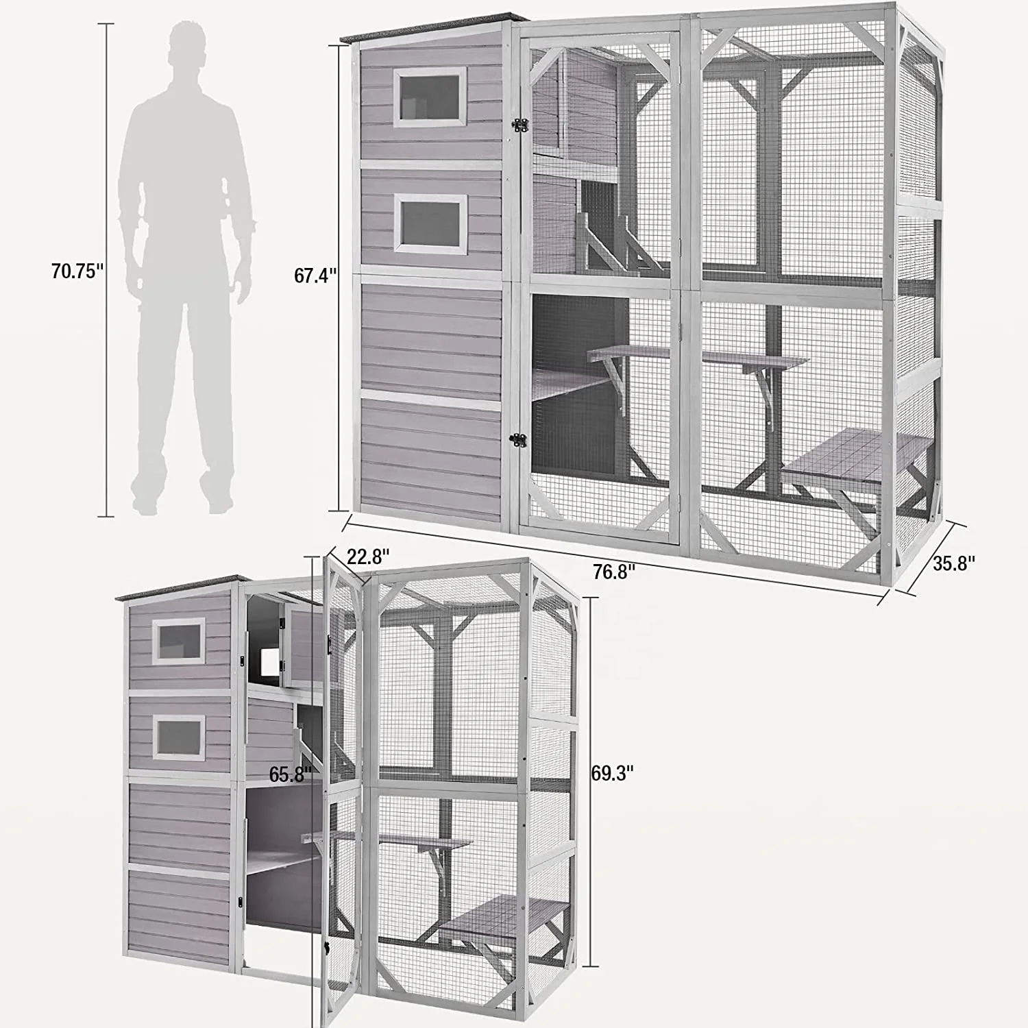 Hot Sale Outdoor Large Solid Wood Animal Pet Cage Wooden Cat House