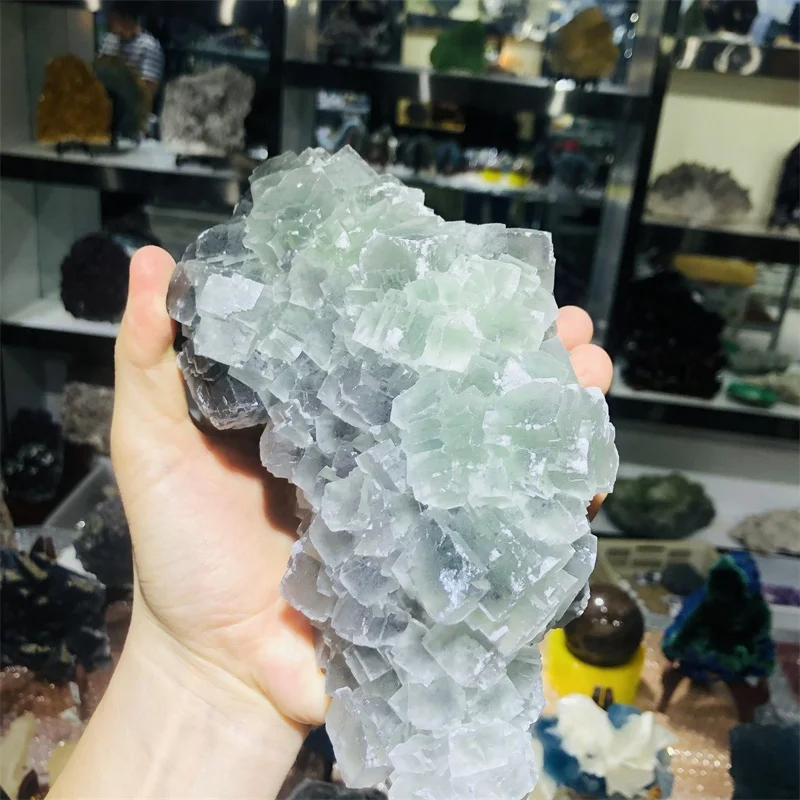 wholesale bulk crystals High Quality healing natural Dark green fluorite ore mineral rough Stones that quartz crystal cluster