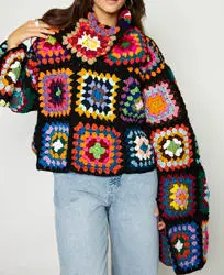 Turtleneck Winter Autumn Cropped Fashion Custom Crochet Hook Cotton Lace Fabric Machine Embroidery