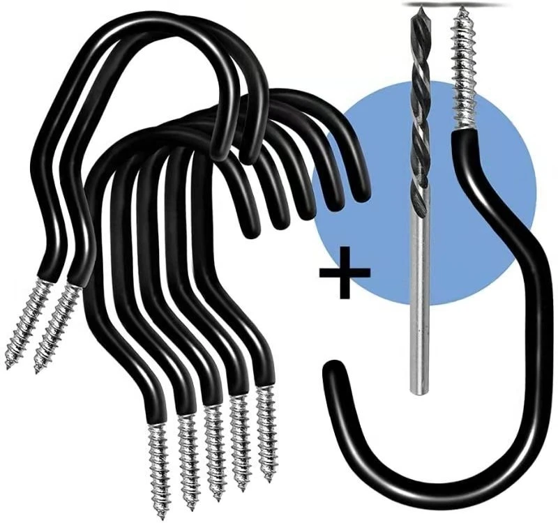 4-Pack Heavy Duty Vinyl Coated Bicycle Chair Wall-Mounted Ceiling Hanger Screw-in Ladder Bike Hooks Garage Organization Bike Bag
