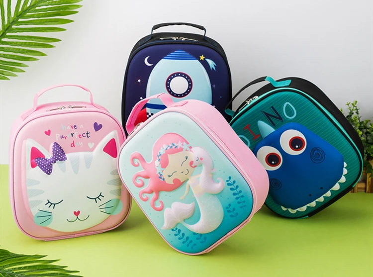 2024 Custom Logo Cartoon 3D Design Kids Lunch Bag Reusable Tiffin Thermal Insulated Bento Lunch School Bag For Children
