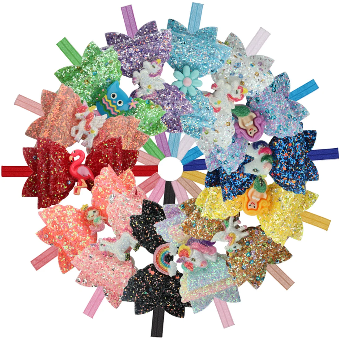 Cute Hair Accessories Shallot Powder Sequin Bow Hair Band Princess Elastic Unicorn Headband