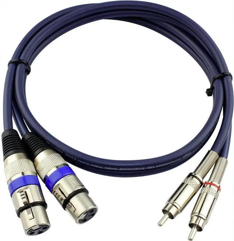 Dual RCA Male to Dual XLR Female Audio Signal Patch Cable Adapter for Microphone Mixer Headphone Amplifier