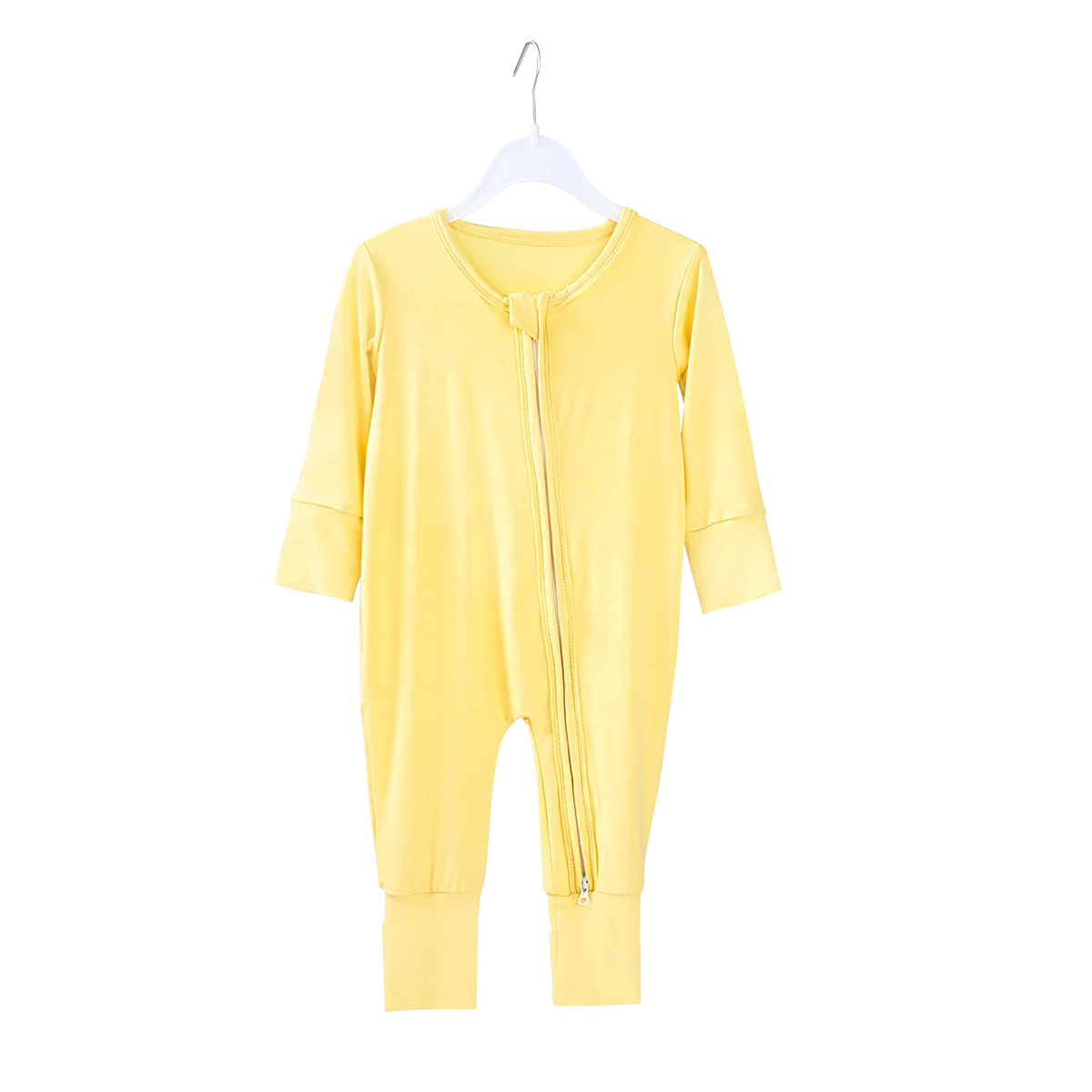 Puresun kids 100% bamboo body suit solid colors newborn baby zipper sleepwear infants unisex romper with fold cover