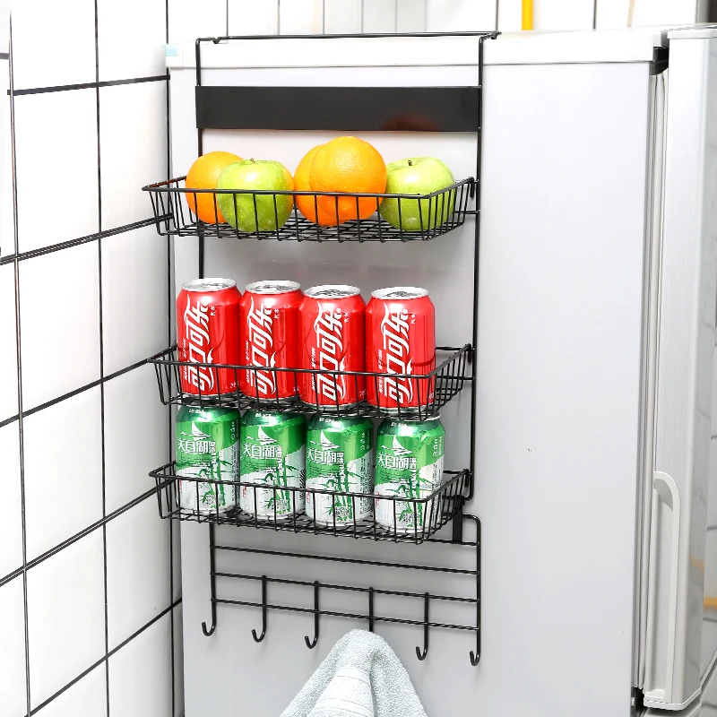 DSH Special design hot selling iron wire refrigerator hanging baskets storage basket behind the door