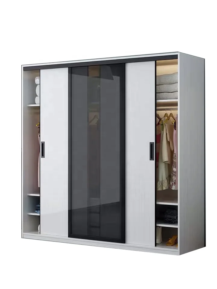 Modern Simple Hotel Home Living Room Bedroom Furniture Sliding Door Storage Closet Wooden Cabinet Wardrobe