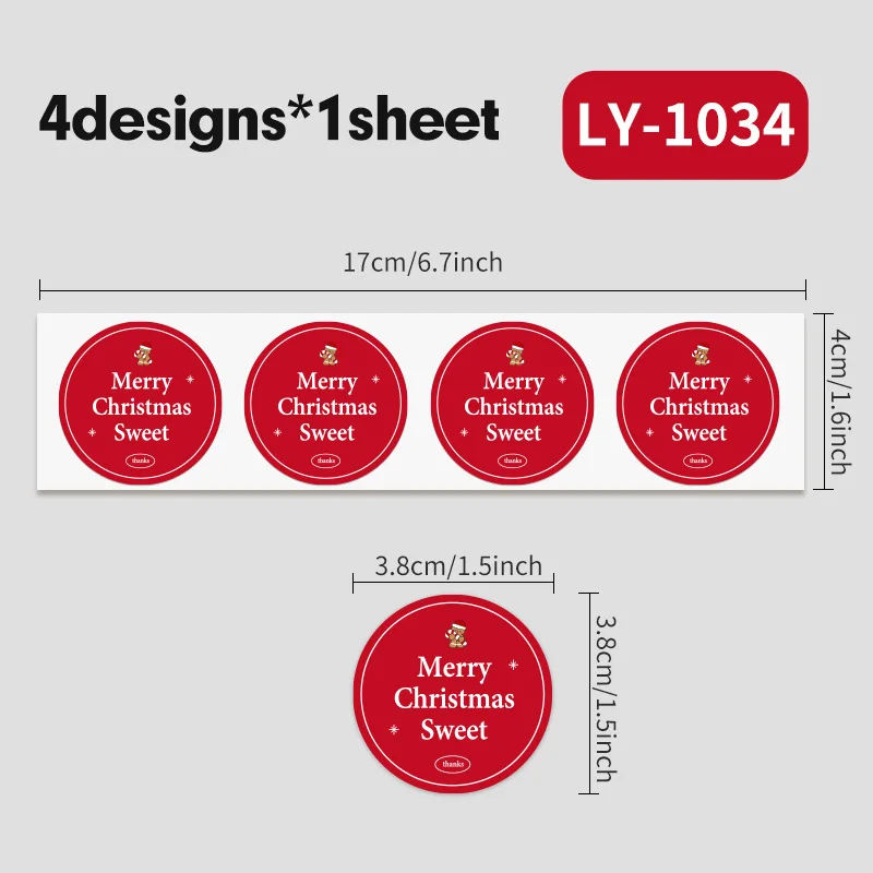 Low MOQ 3.8cm/1.5inch Custom Christmas Sticker Cheap Shipping Printed Label Present Sealing Round Sticker for Gift Decoration