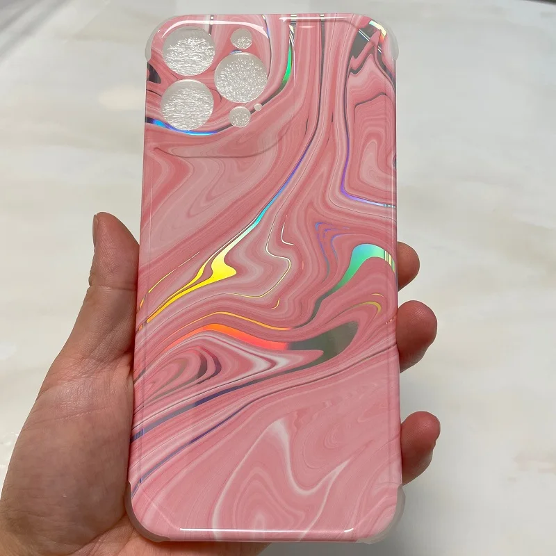 New Laser Marble Pattern Glossy Tpu Phone Case For Samsung Note 20 A51 A71 A52 A12 S21 S22 plus ultra