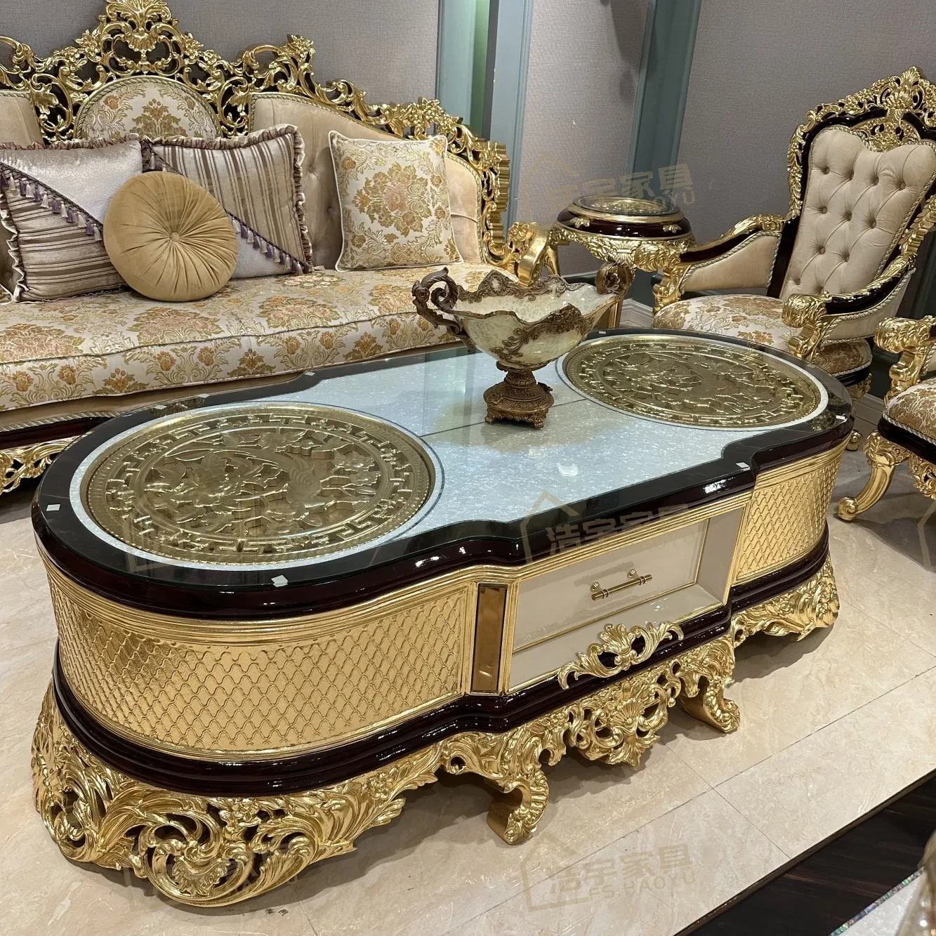 living room noble sofa set antique 6 seater sofa hand carved empire royal furniture Victorian style sofa set