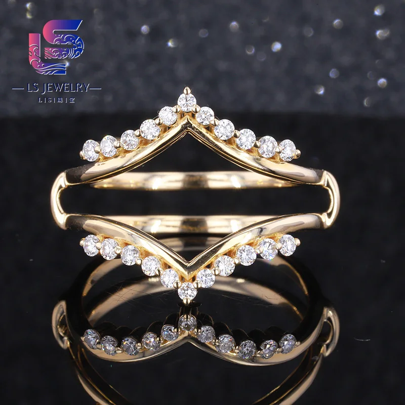 New Product 2mm Diamond 14k Real Solid Yellow Gold Stackable Rings