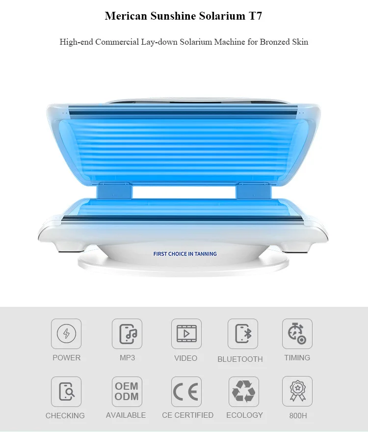 Rohs Health Indoor Sunbed Lay Down Tanning Bed Solarium UV Tan Machine For Tanning Salon