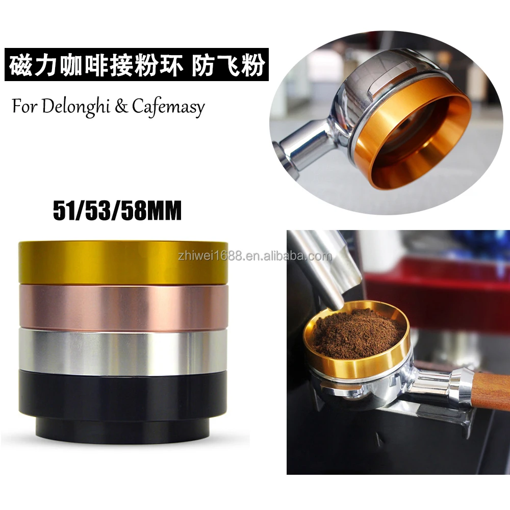 Hot Selling Coffee Powder Dosing Ring Aluminum coffee dosing ring silver color espresso dosing funnel with Magnetic
