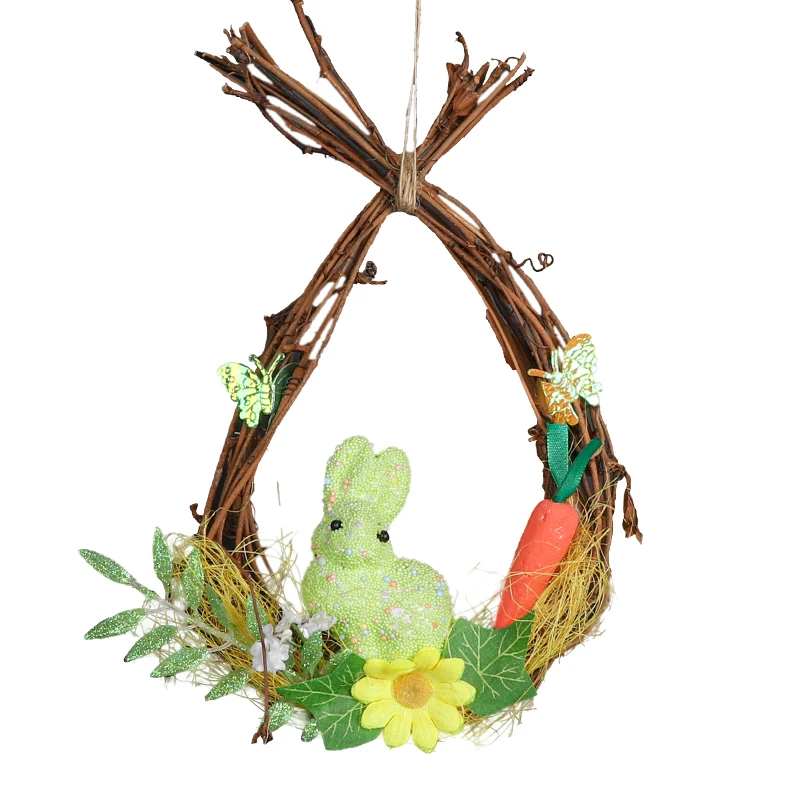 25*17cm foam Easter Chick Eggs Artificial Wreath Home Decoration Flower Wreath Easter Rabbit Bunny Holiday Wreath Decor Supplies
