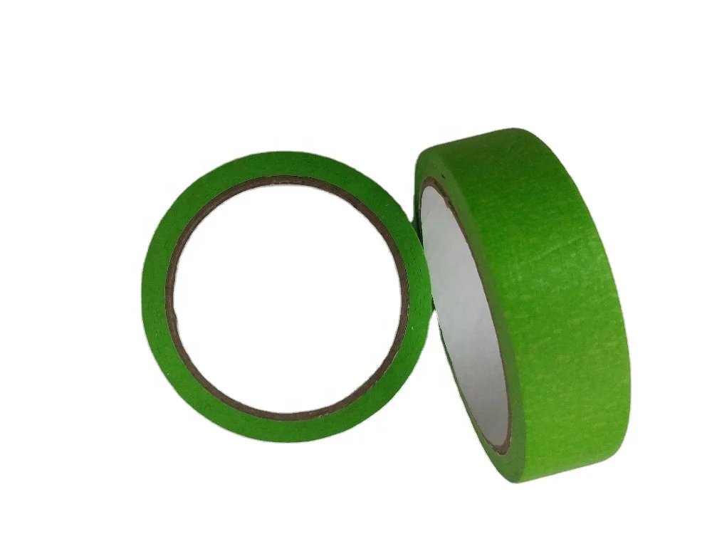 Factory Direct Sale 2inch Paper Single-Sided Pressure Sensitive Adhesive 18mm Width Automotive Green Masking Tape Jumbo Roll