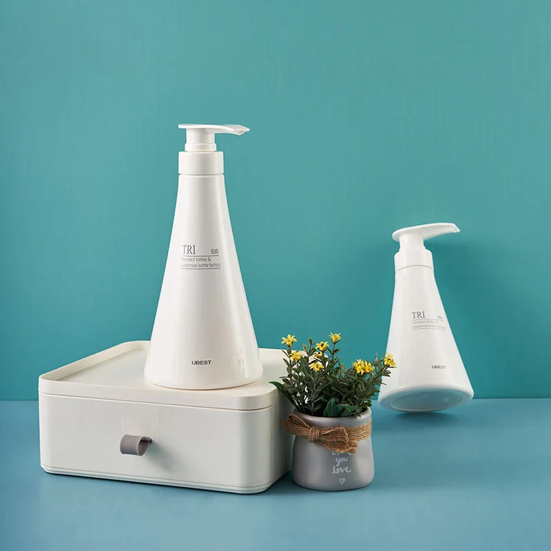 Luxury White Shampoo pump Body Wash Bottles 500 Ml Solid Color Shampoo Bottle Refillable Baby Empty Shampoo Bottles