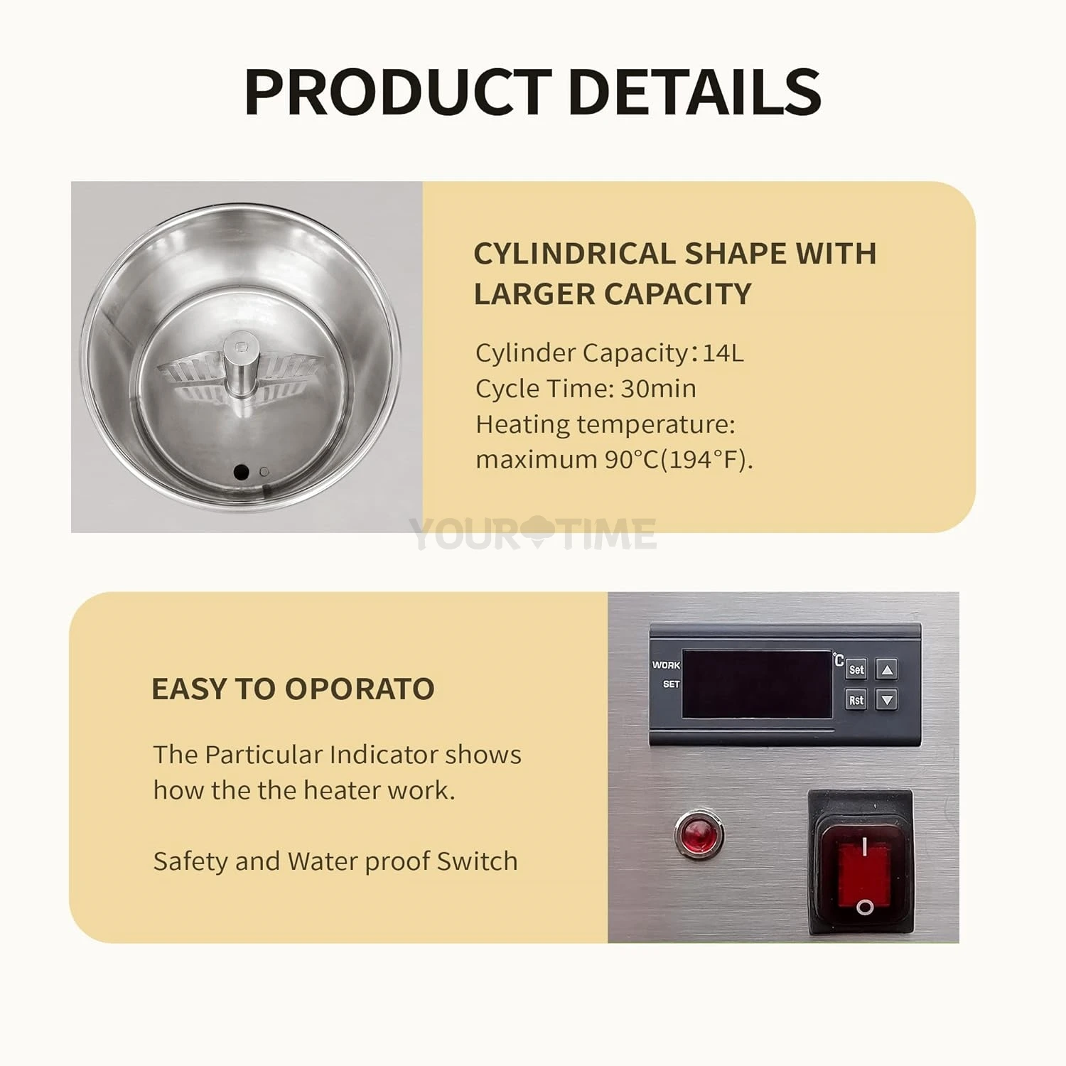 YourTime 14L Small Ice Cream Pasteurizer Machine With CE Batch Pasteurizer Milk Pasteurization machine For Gelato Ice Cream