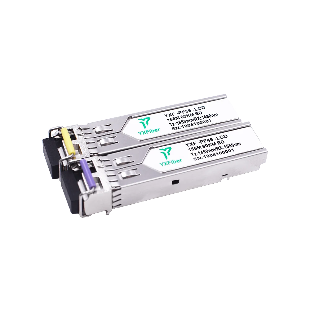 YXFiber низкая цена 155 м LC два ядра один волокно 60 км SFP трансивер модуль duplexer
